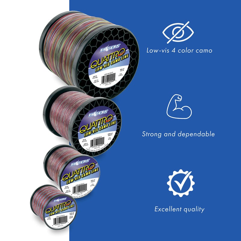 Hi-Seas Quattro Monofilament Line, 50 lb / 22.6 kg Test, .028 in / 0.70 mm Dia, 4-Color Camo, 1000 yd / 914 m - Image 2